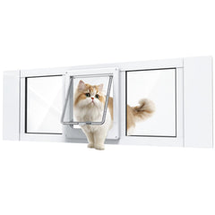 NIAOMAOGOU cat door window insert side view—easy installation and quick pet access