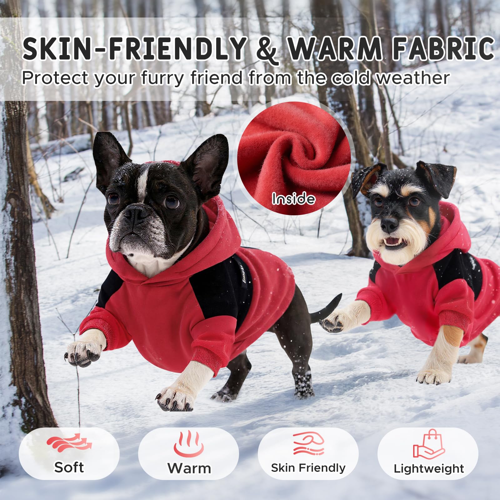 Nibnozy color-block design dog hoodie highlights trendy style for small to medium dogs.