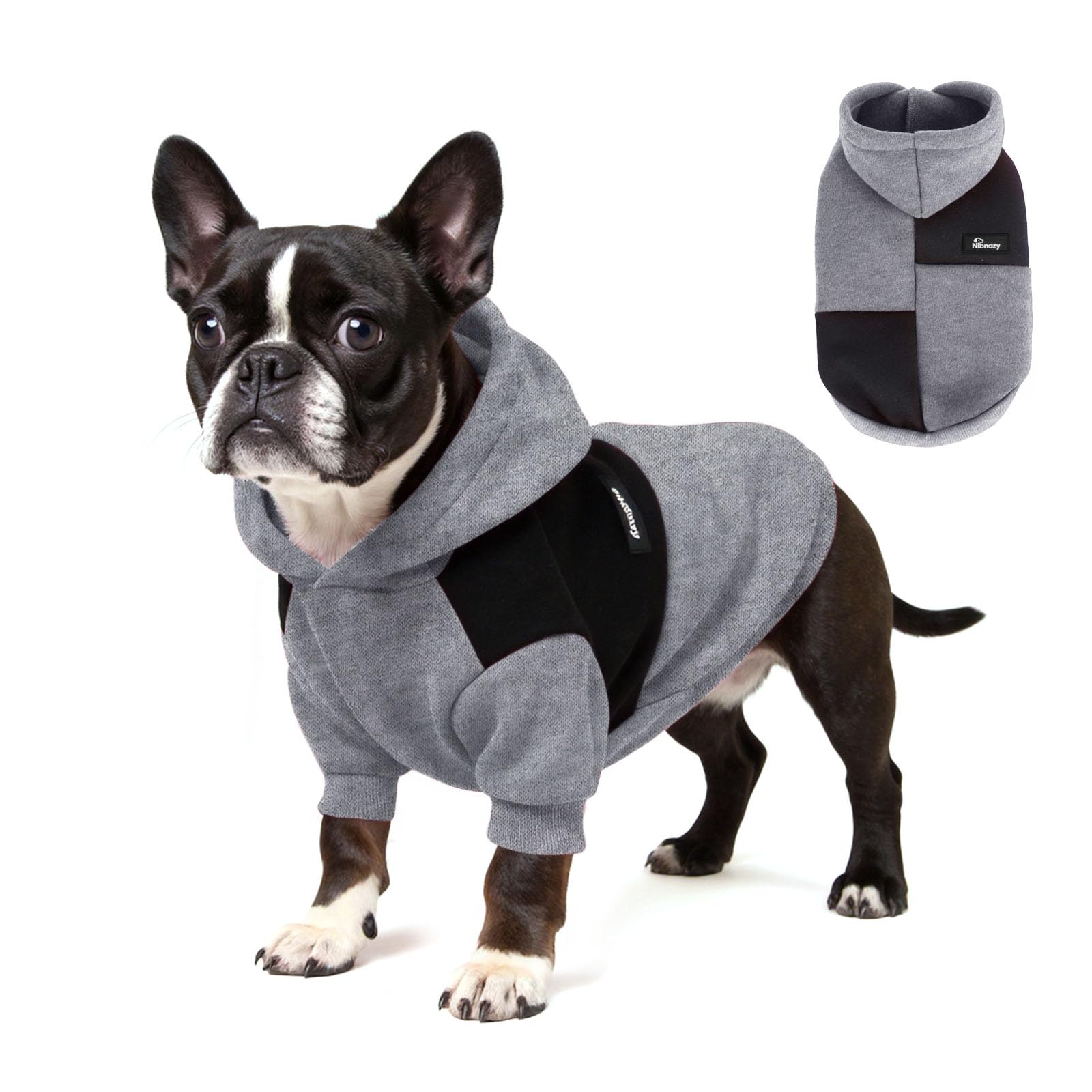 Nibnozy dog hoodie fleece-lining close-up showing warm, lightweight comfort.