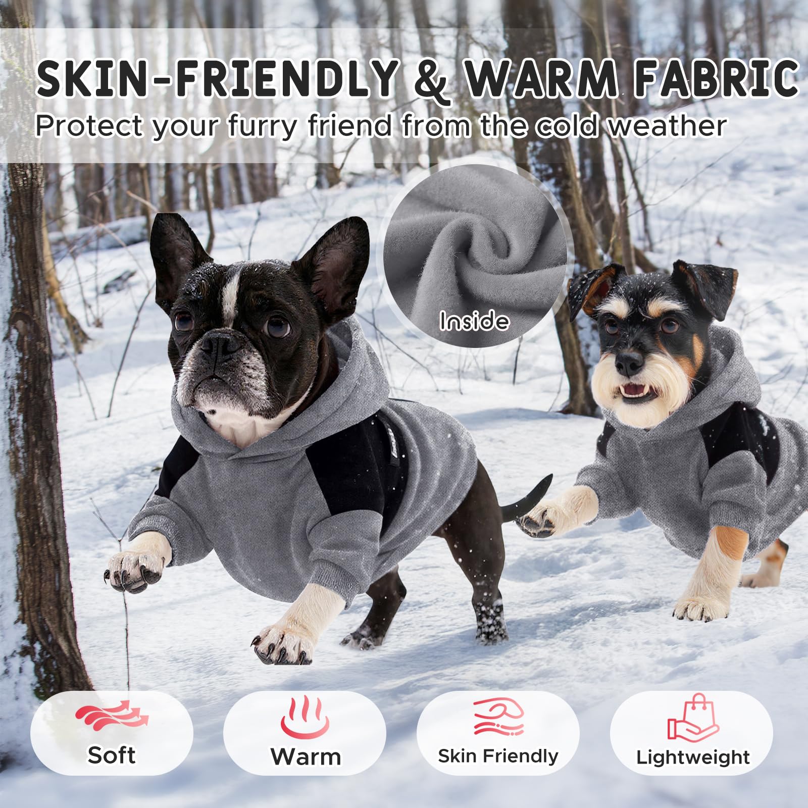 Nibnozy dog hoodie leash opening enables quick leash clip during everyday outings.