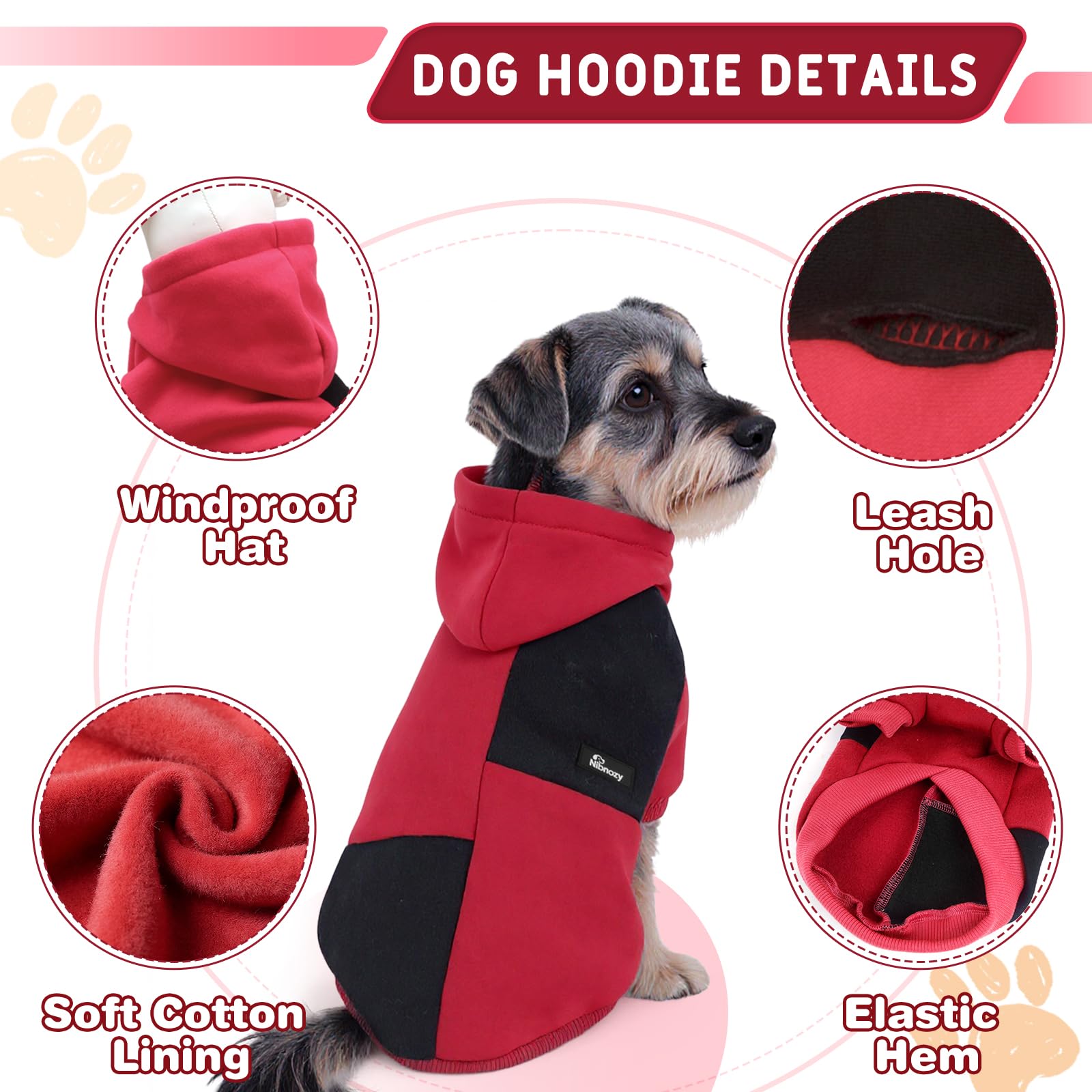 Nibnozy dog hoodie leash opening feature enabling quick clip-ons during walks.