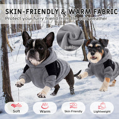 Nibnozy dog hoodie leash opening enables quick leash clip during everyday outings.