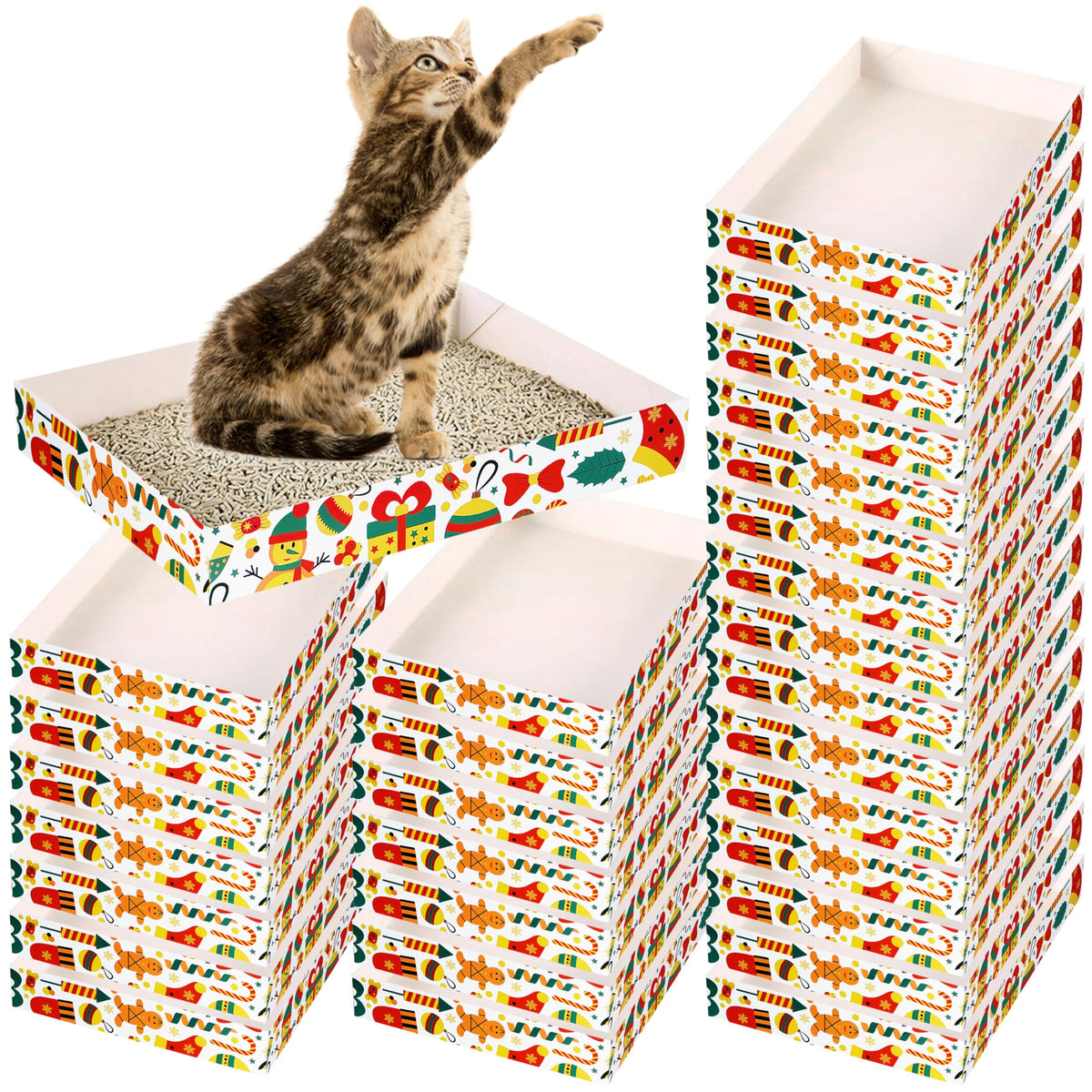 NICERINC PET Christmas disposable litter box 30-pack foldable for easy holiday cleanup
