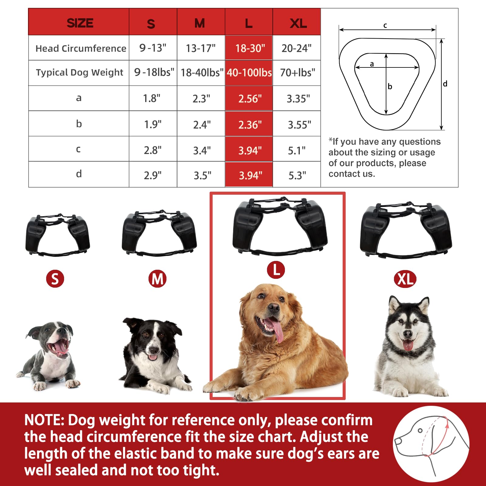 NICERINC PET ear muffs show adjustable strap for secure fit