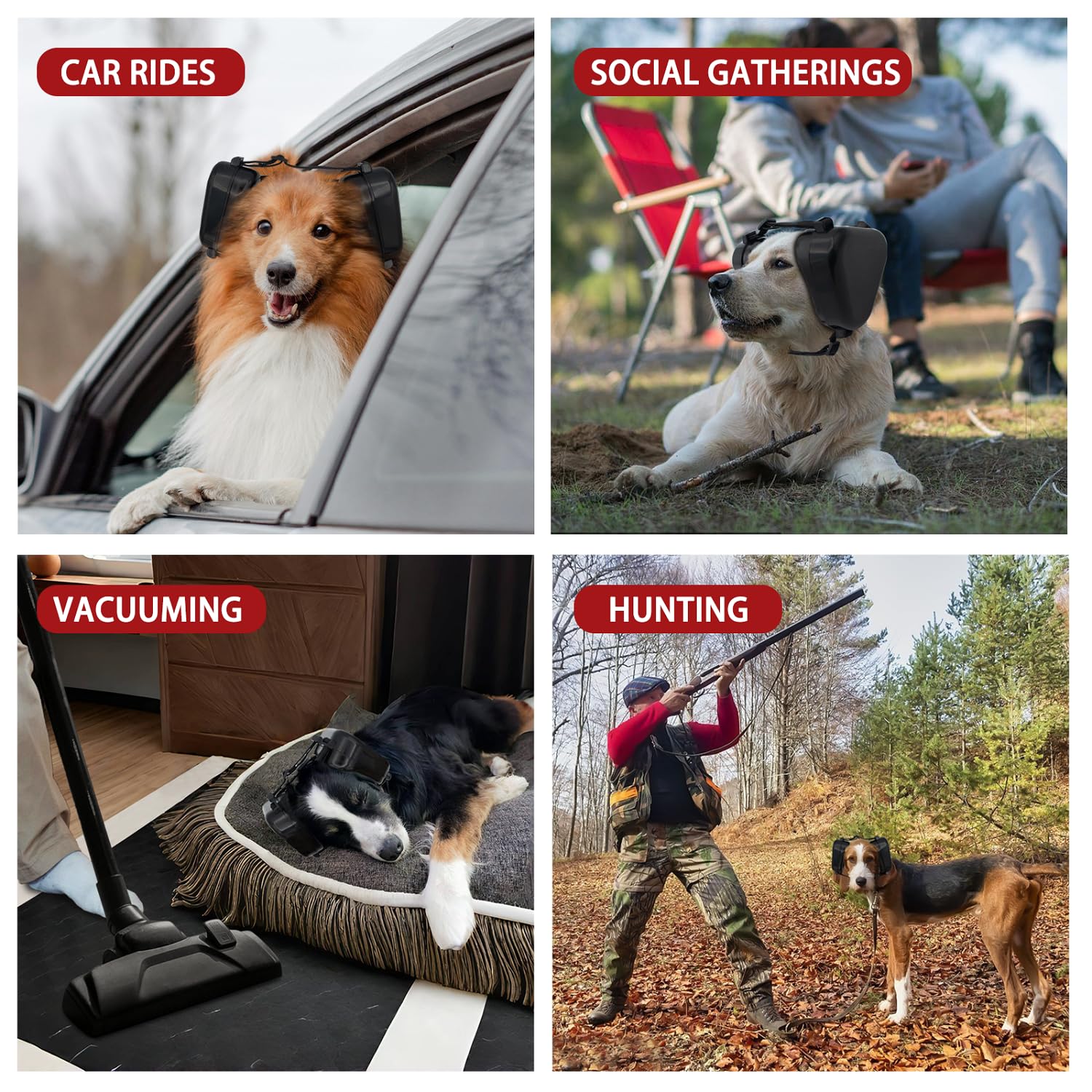 NICERINC PET ear muffs dimensions guide shows sizing details