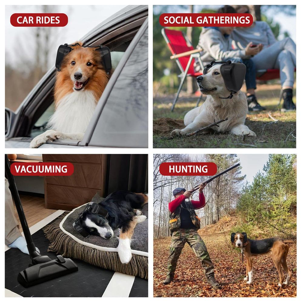 NICERINC PET ear muffs dimensions guide shows sizing details