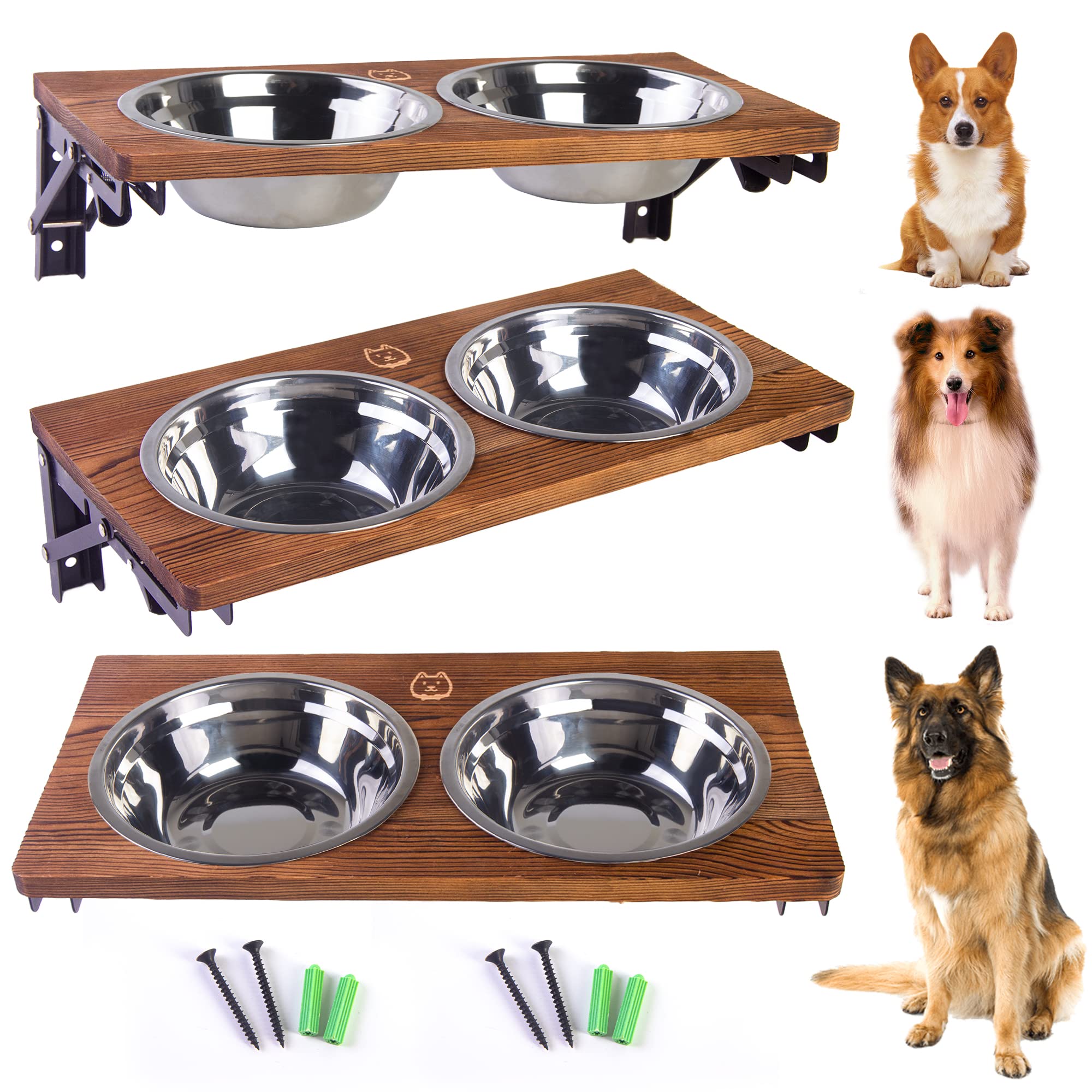 NICERINC PET folding dog bowl stand wall-mounted for space-saving elevated meals.