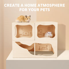 NICERINC PET hamster hideout bedroom-style illustrates safe sanctuary for nesting and chewing alike.