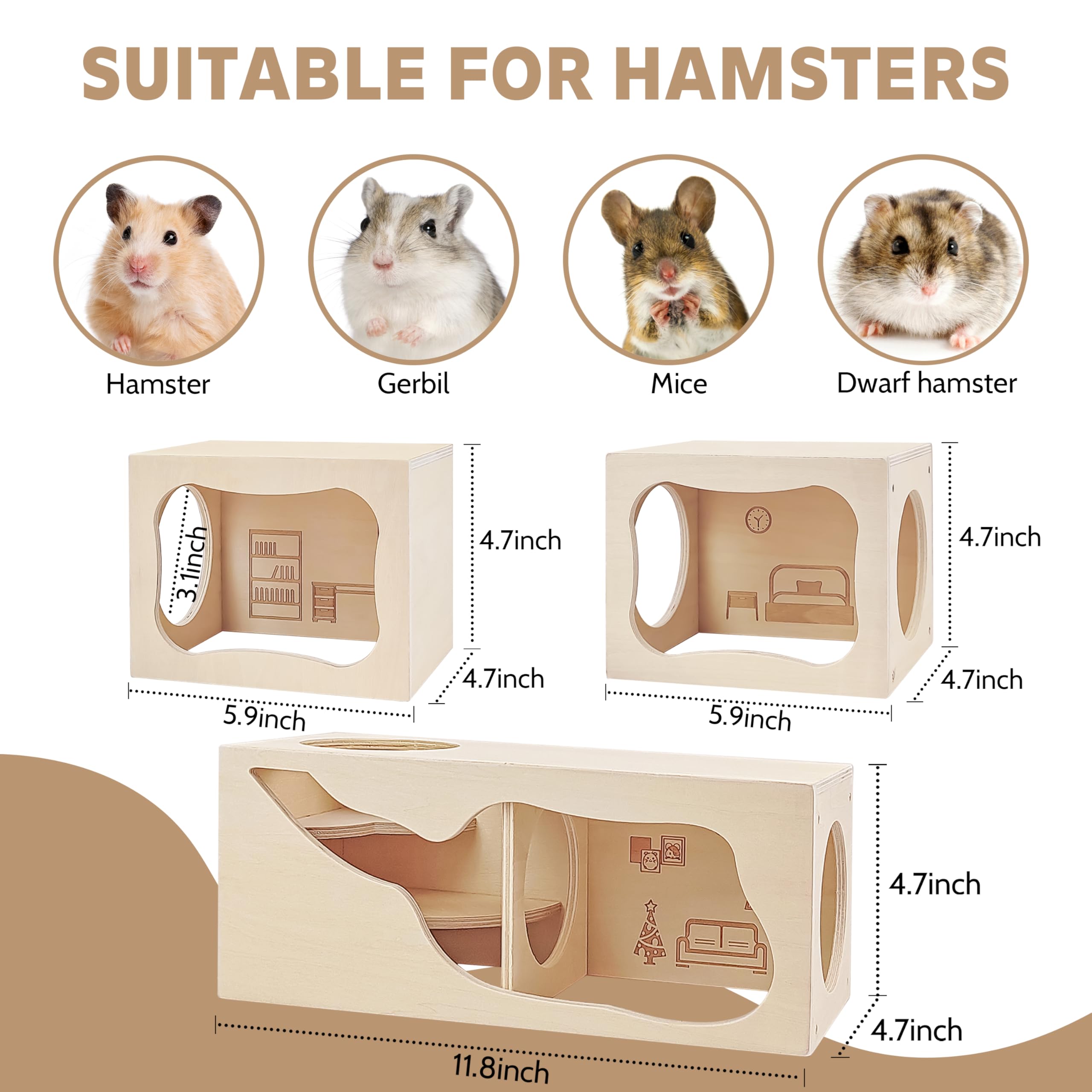 NICERINC PET bottomless-design hideout encourages digging space and extended play activity.