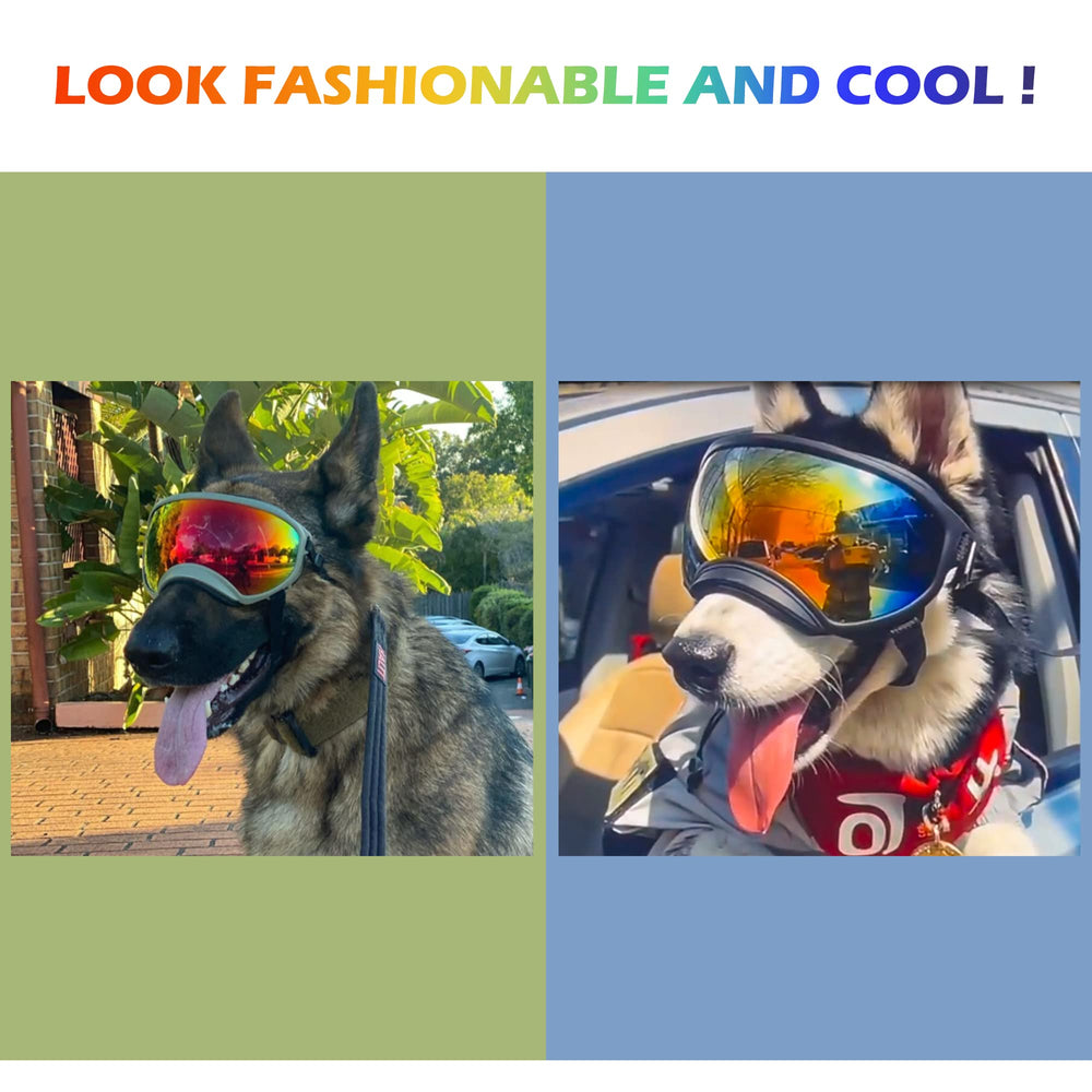 NICERINC PET large dog sunglasses soft-tpu frame enabling flexible fit.