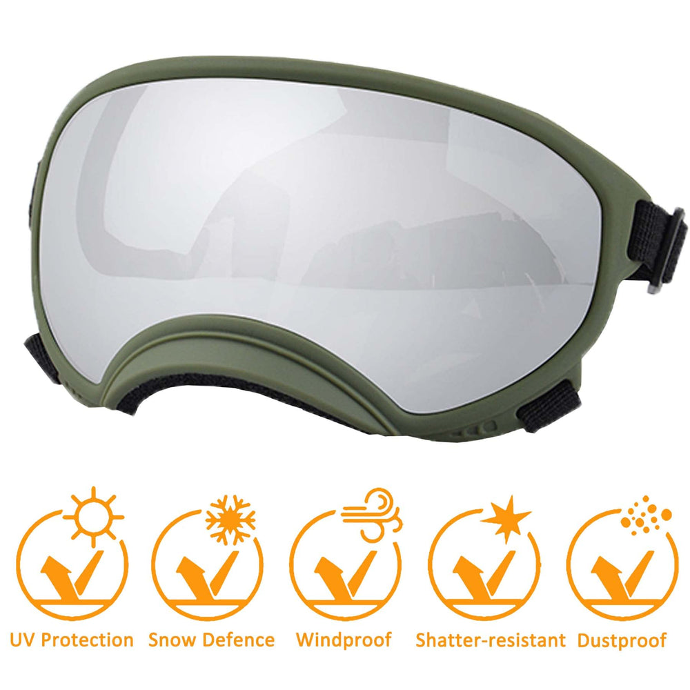 NICERINC PET Winproof dog sunglasses side view showing adjustable strap