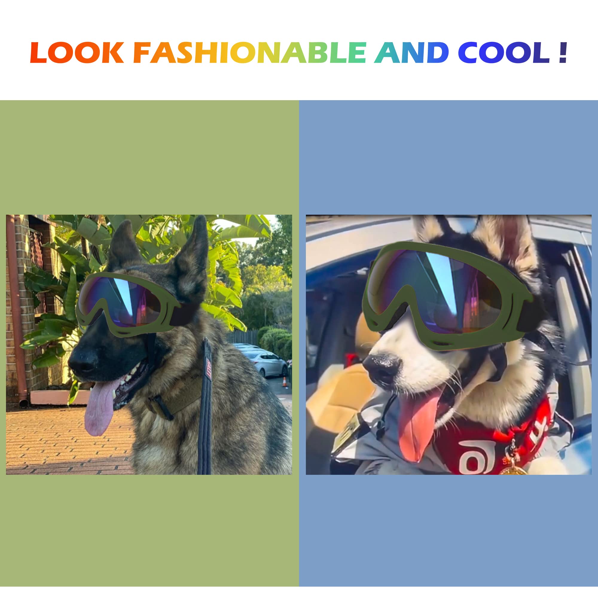 NICERINC PET sunglasses worn by dogs during outdoor play or car trips.