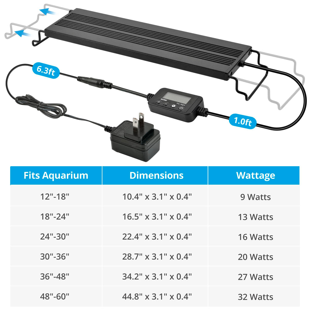 NICREW C10 fits 18-24 inch tanks for versatile setups