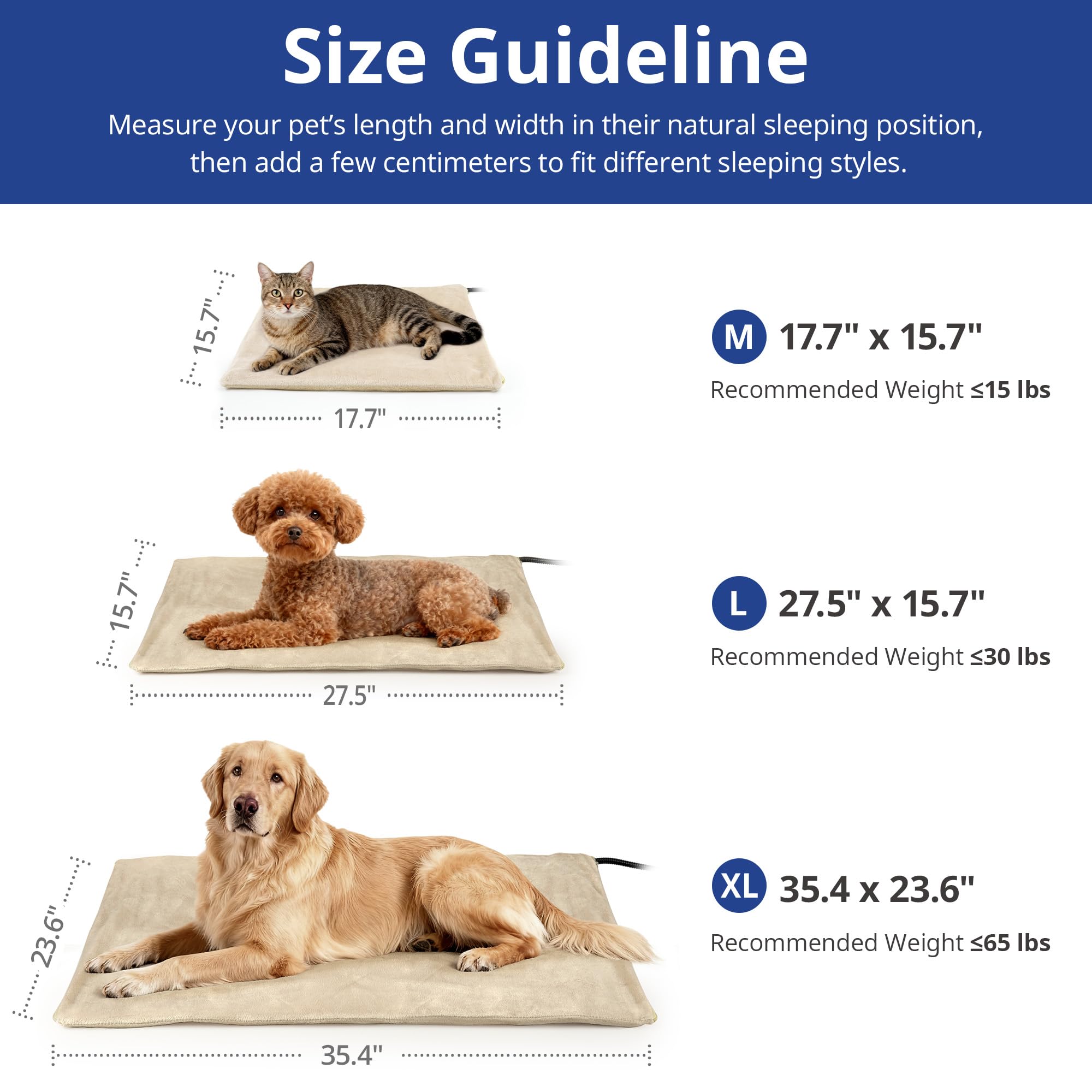 NICREW Cat Heating Pad 7-layer protection image highlighting safety features for peace of mind