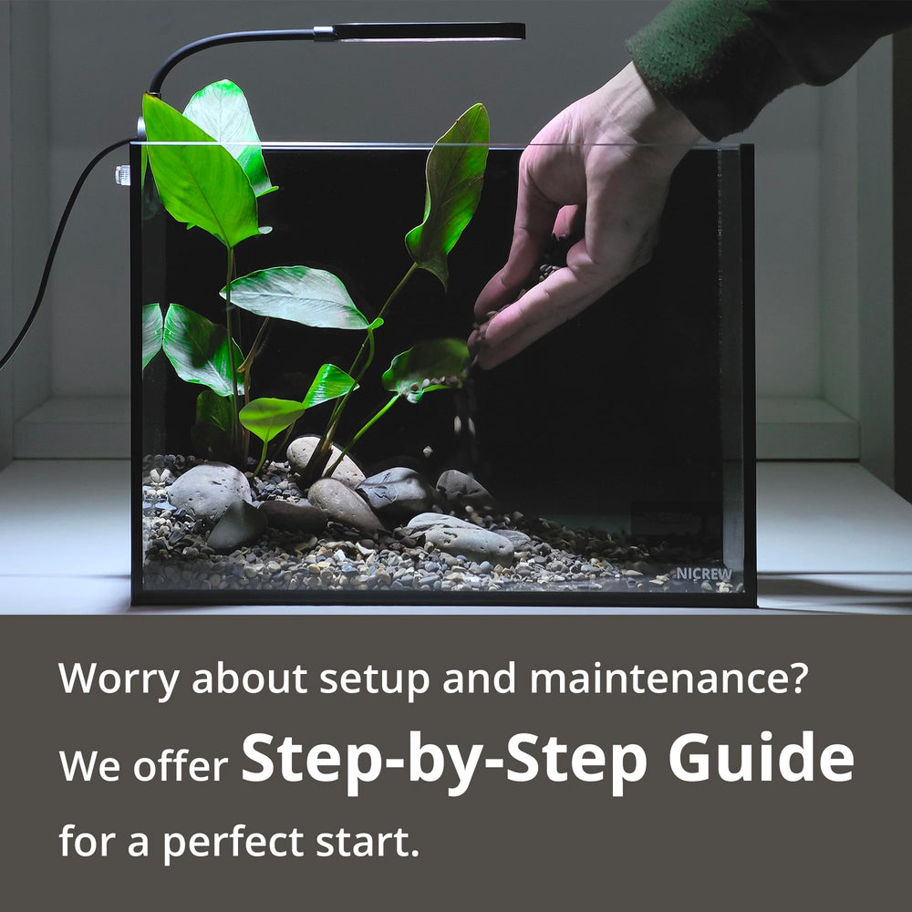 NICREW compact desk aquarium setup image showcases space-saving nature in apartments.