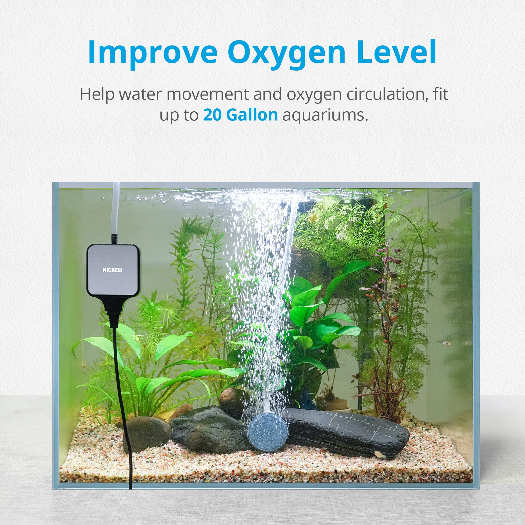 NICREW Nano Silent kit contents image highlights ready-to-use aeration components