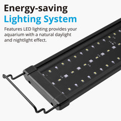 NICREW saltwater light timer panel shows dual-channel control for gradual sunrise and sunset.