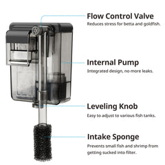 NICREW Slim Aquarium Filter running quietly in a living room, ideal for night-time tanks.