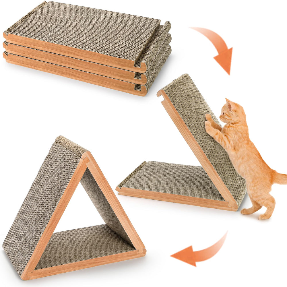 Nicunom foldable scratcher pads laid flat for easy storage after play