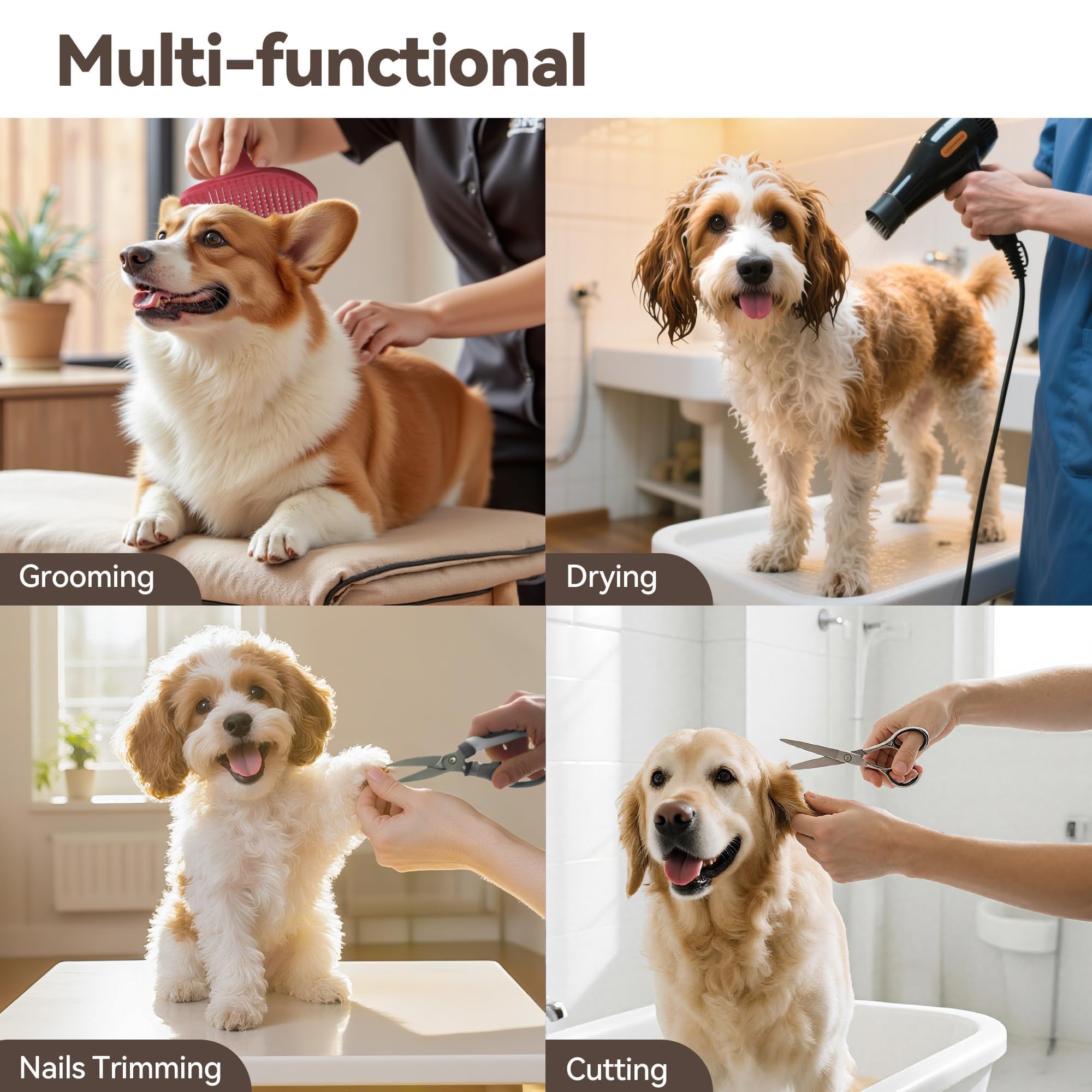 Niffgaff-grooming-arm-drying-use highlights nail trims and drying during home grooming.
