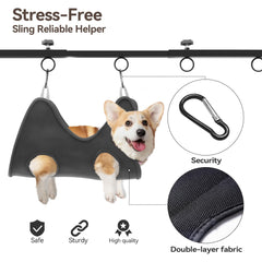 Niffgaff-grooming-arm-hammock-comfort provides a soft hammock for calm handling.