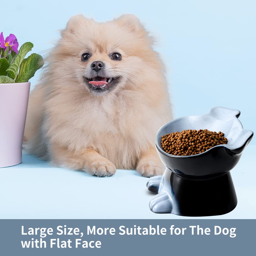 Nihow elevated ceramic dog bowl microwave-safe and dishwasher-safe for quick cleaning