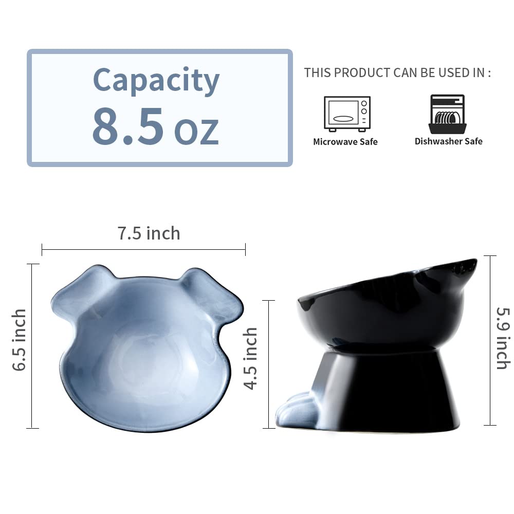 Nihow elevated ceramic dog bowl side view shows a stable base to prevent spills
