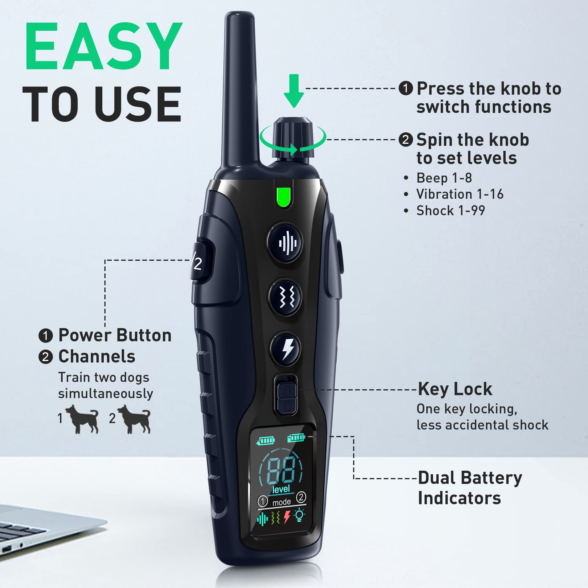 Nikketta long-battery-life collar and remote support weeks of training
