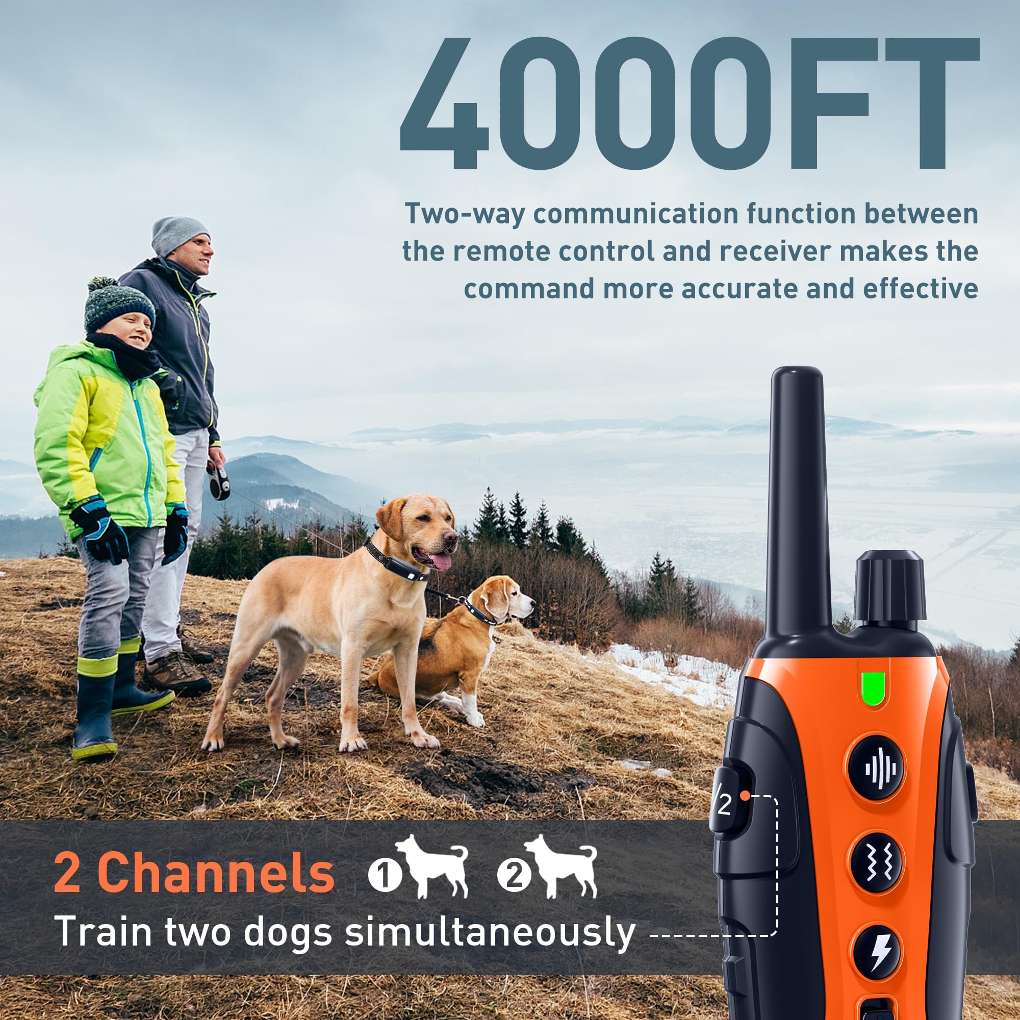 Nikketta training collar displaying beep, vibration, and optional shock controls