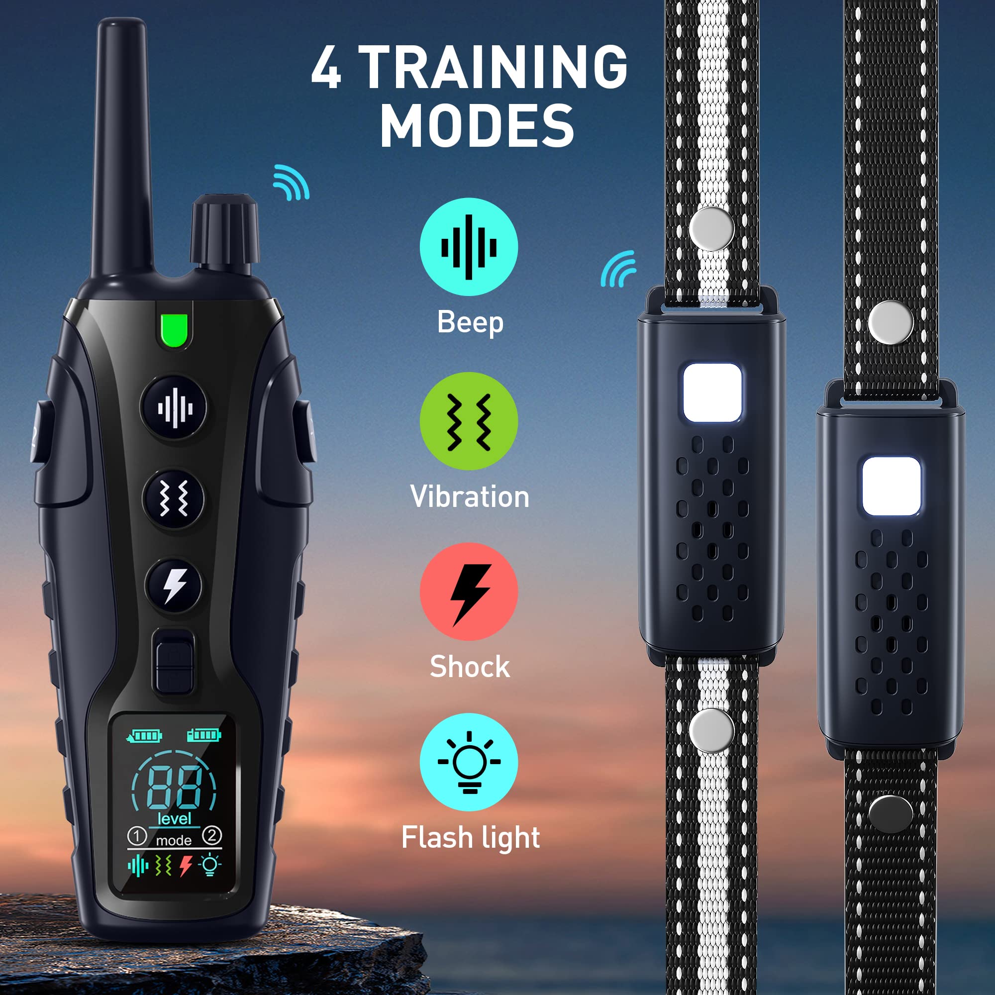 Nikketta dog shock collar two-dog remote enables dual-channel training