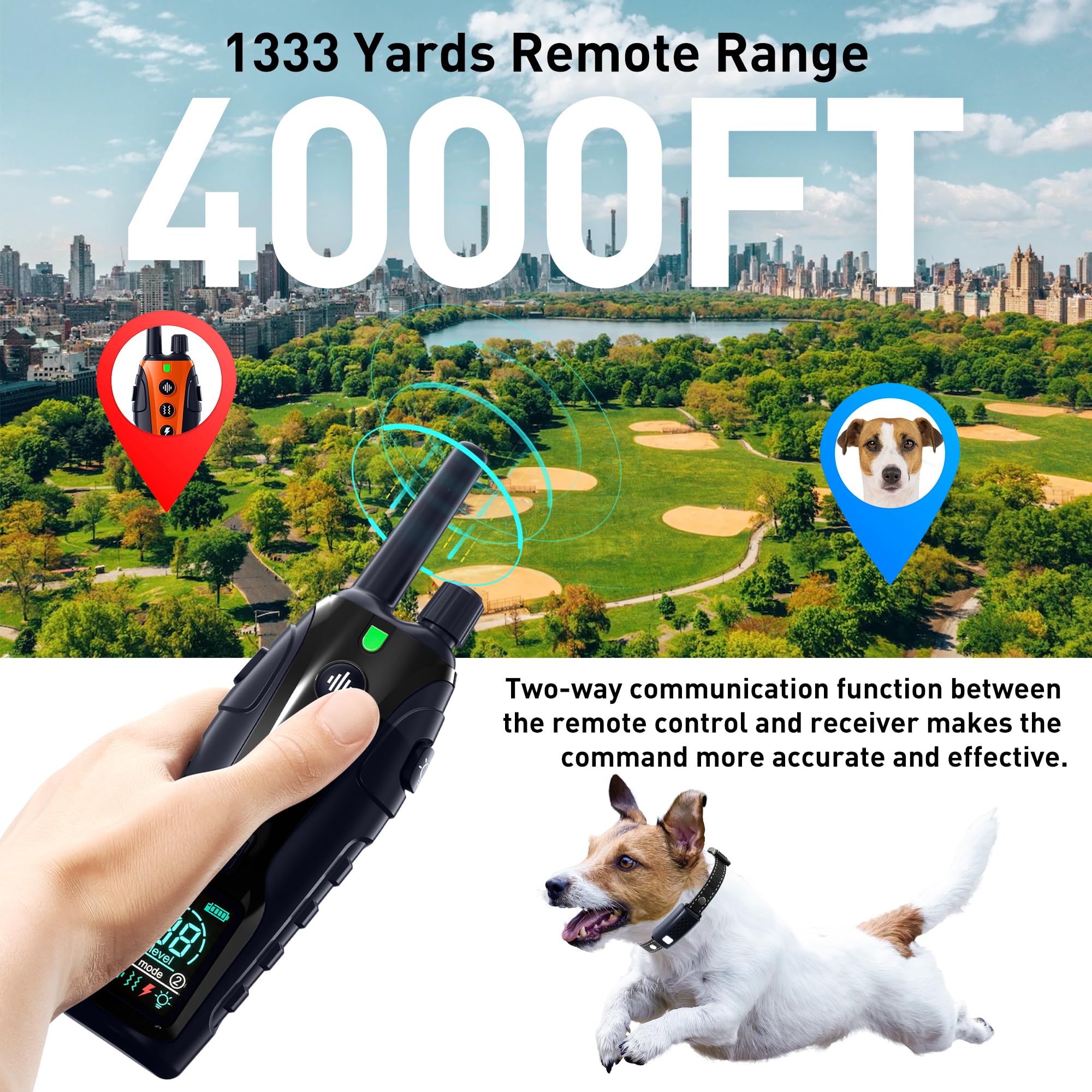 Nikketta dog training collar demonstrates long-range control up to 4000 feet for reliable recall