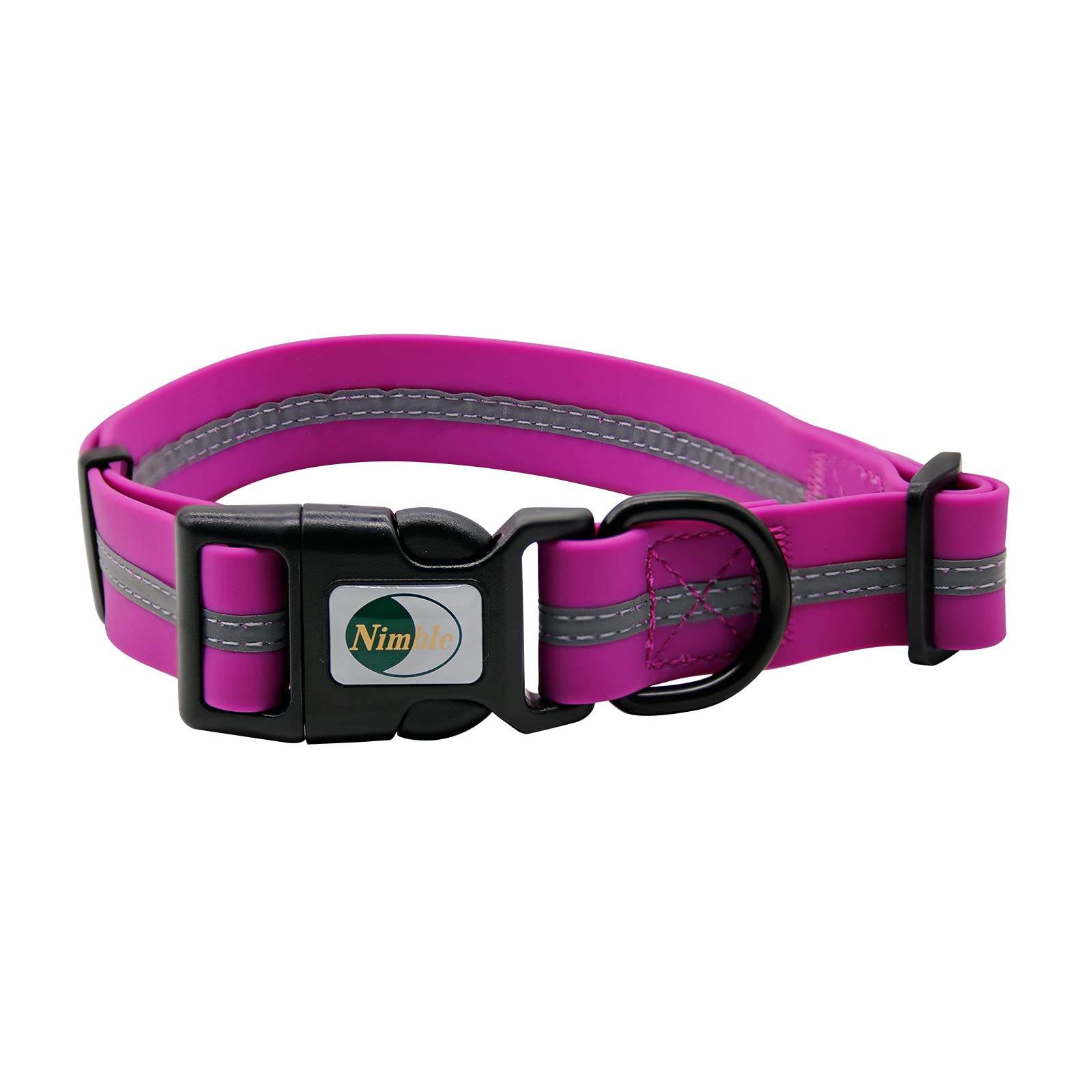 NIMBLE dog collar waterproof finish enables easy cleaning after beach trips.