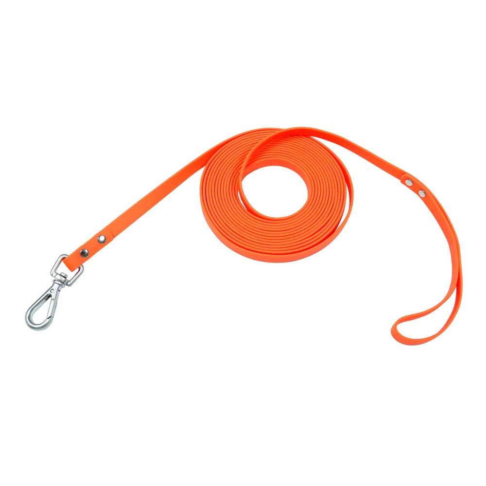 NIMBLE long dog leash waterproof recall lead closeup shows durable clip for training sessions
