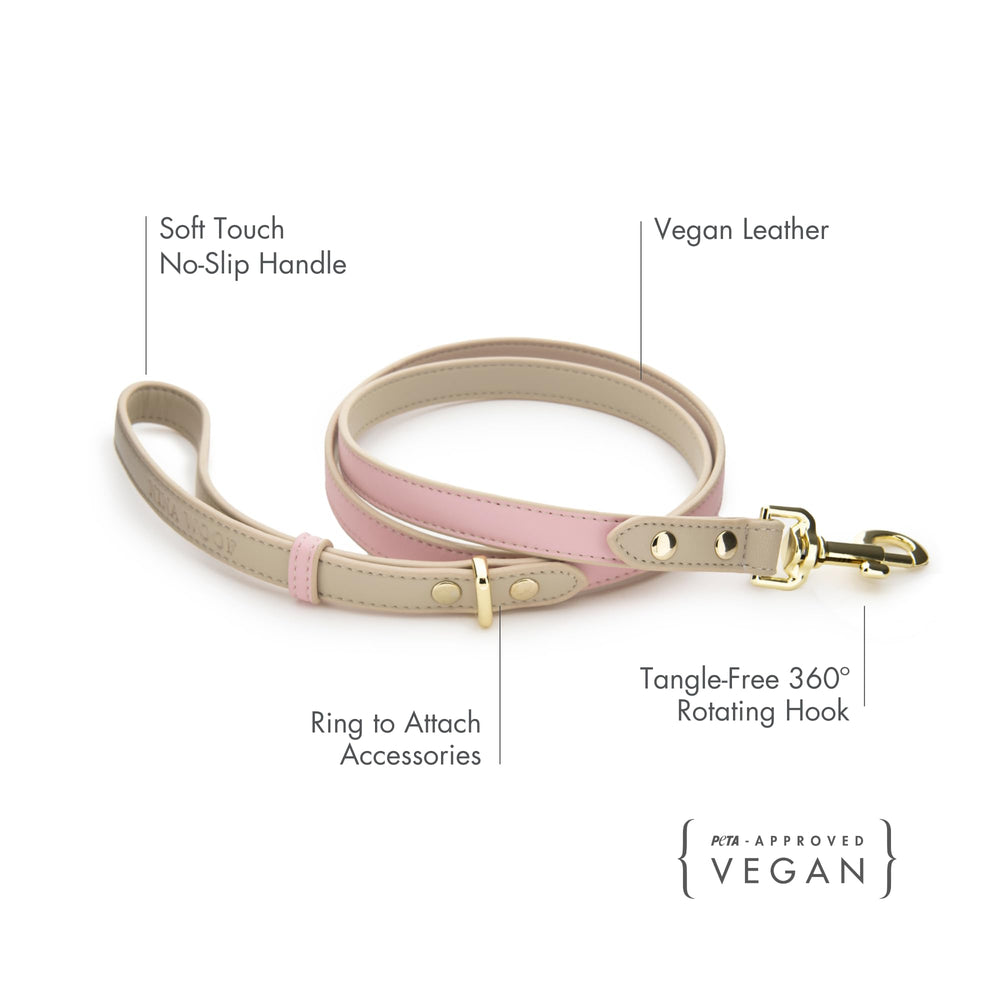 Nina Woof vegan leather texture conveys cruelty-free luxury and durable everyday use.