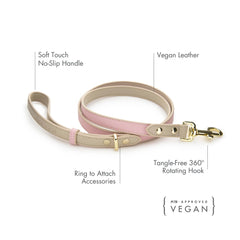 Nina Woof vegan leather texture conveys cruelty-free luxury and durable everyday use.