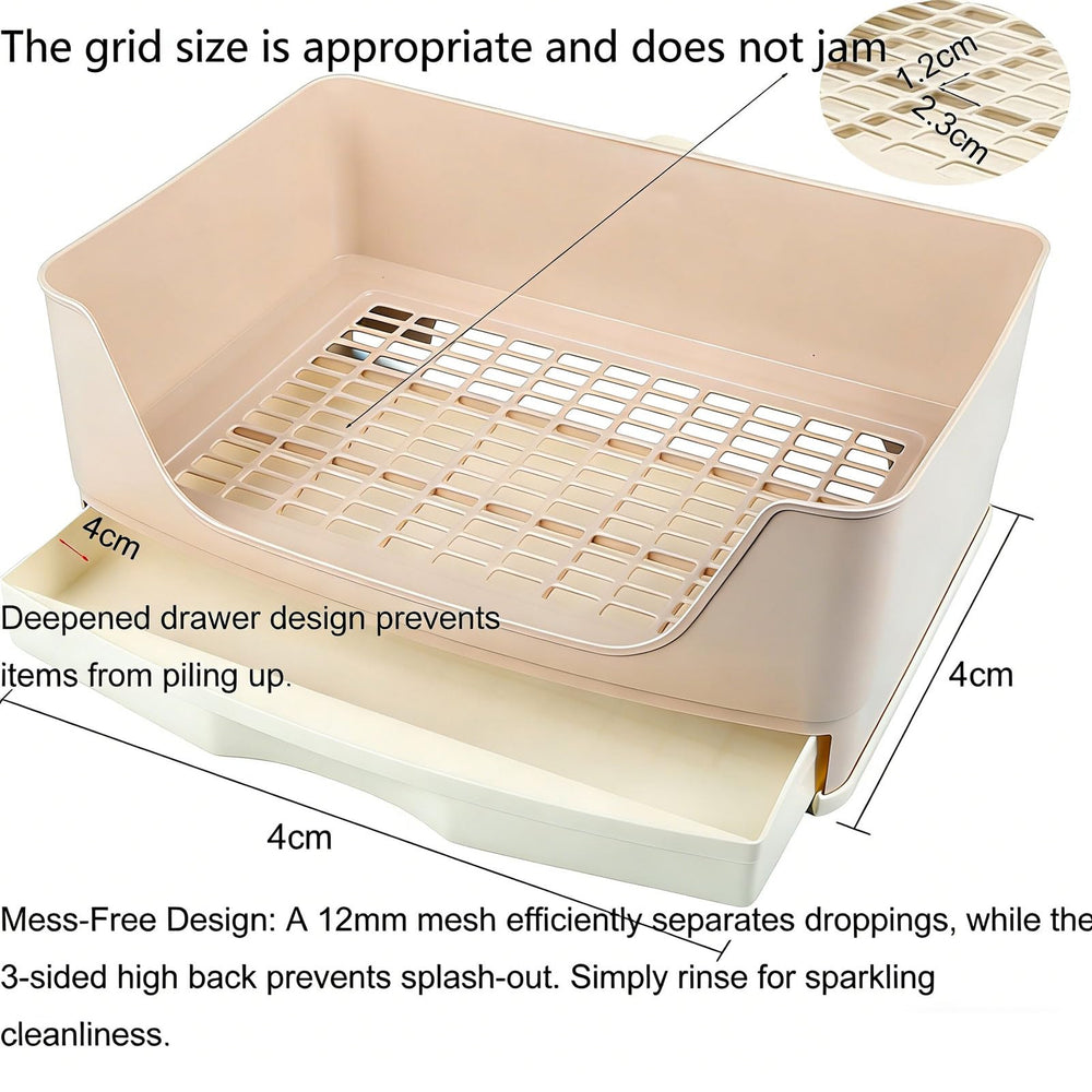 NINGVIHE semi-enclosed litter box with raised sides prevents splashes.