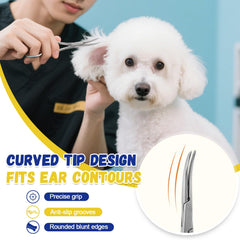 Ninibabie hemostat tweezers for precise ear hair plucking at home.
