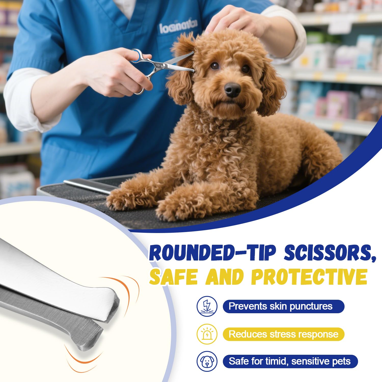 Ninibabie round-tip scissors helping safe ear hair trimming.
