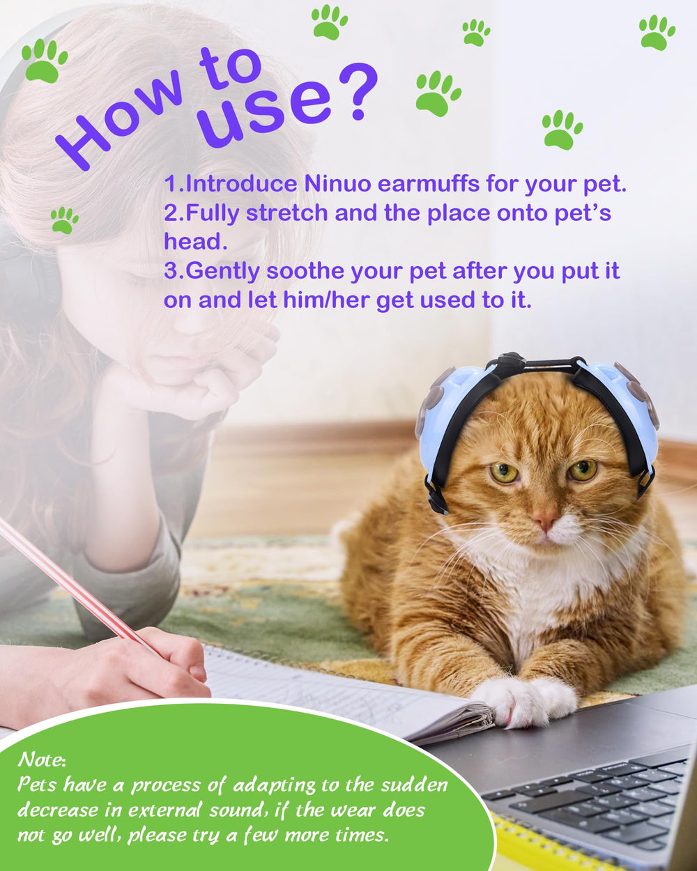 Ninuo Calming Earmuffs ideal during grooming or drying sessions for calmer pets.
