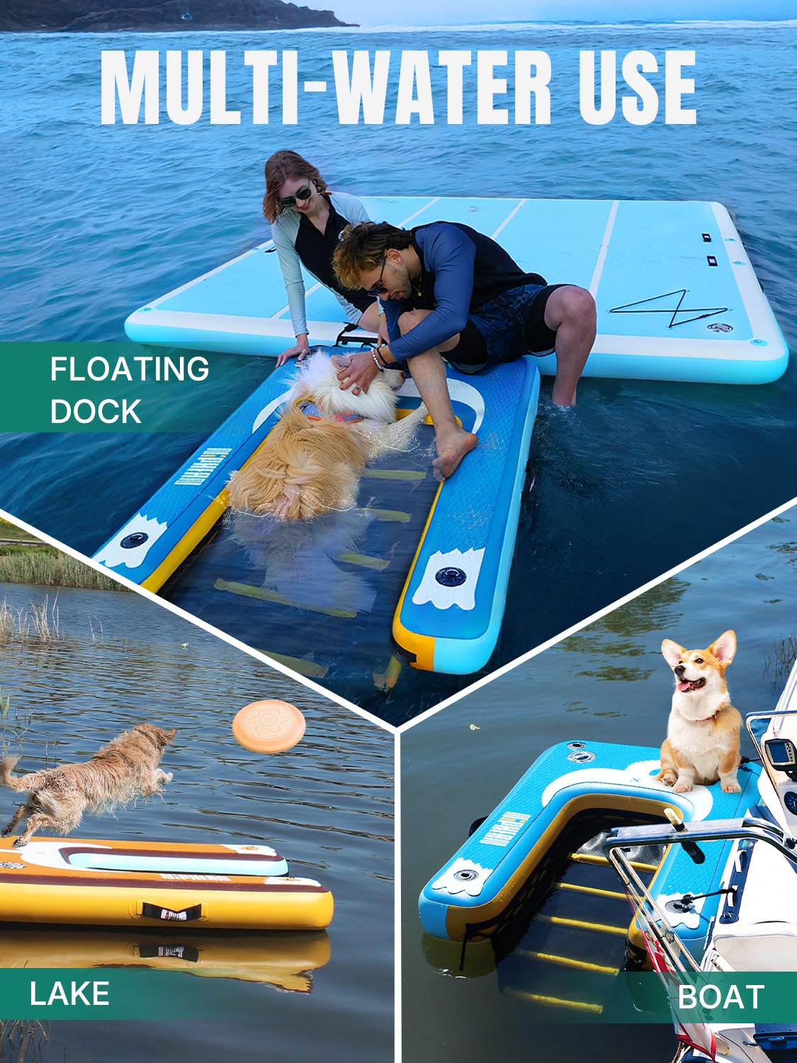 Niphean ramp includes D-rings for secure attachment to boat or dock.