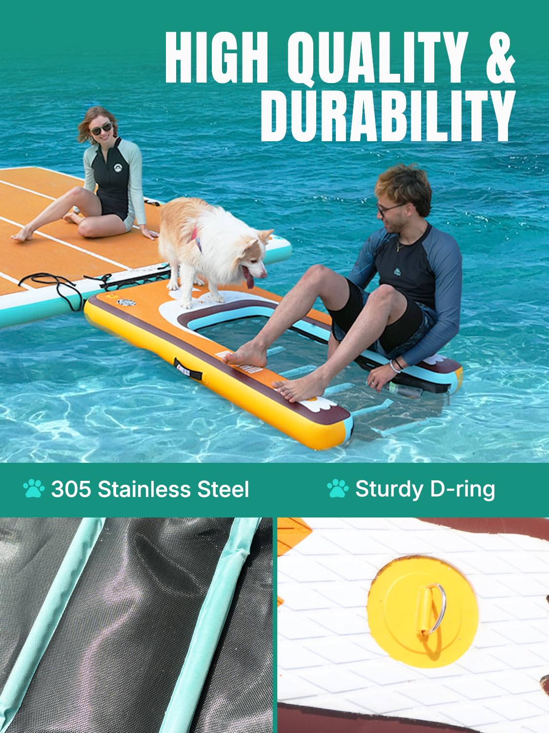 Niphean PVC body with stainless steel steps for durability in wet environments.