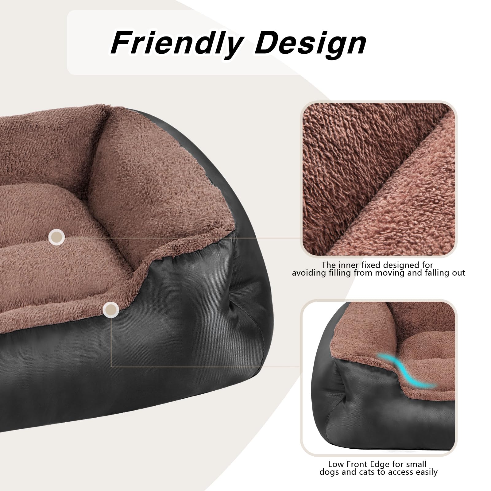 NIRDOG large dog bed coral velvet surface provides warm breathable comfort.