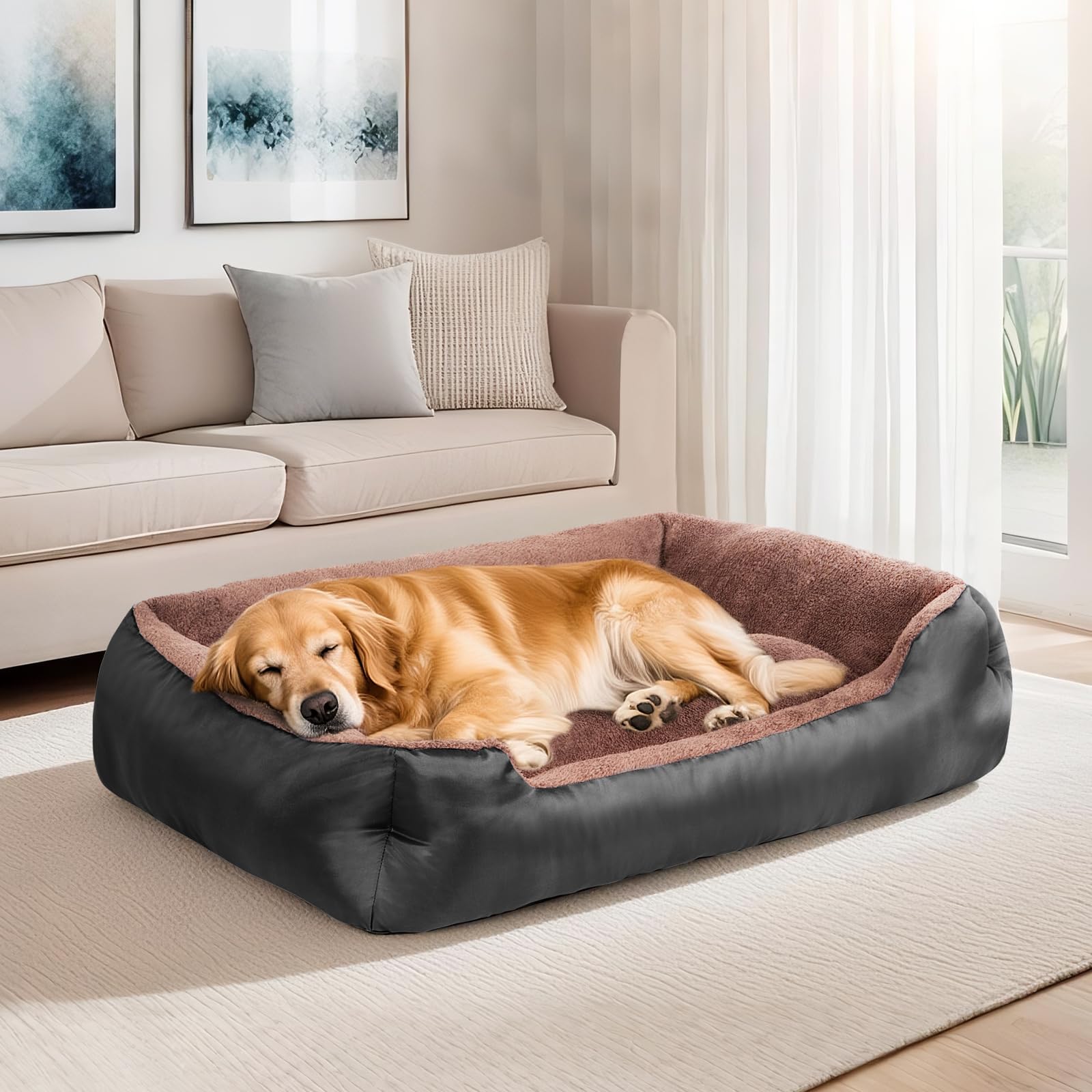 NIRDOG large dog bed non-slip base enhances safety on slippery floors.