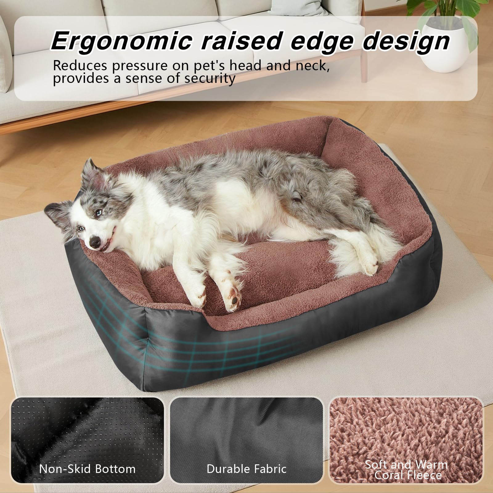 NIRDOG large dog bed thickened lining offers stable spinal support.