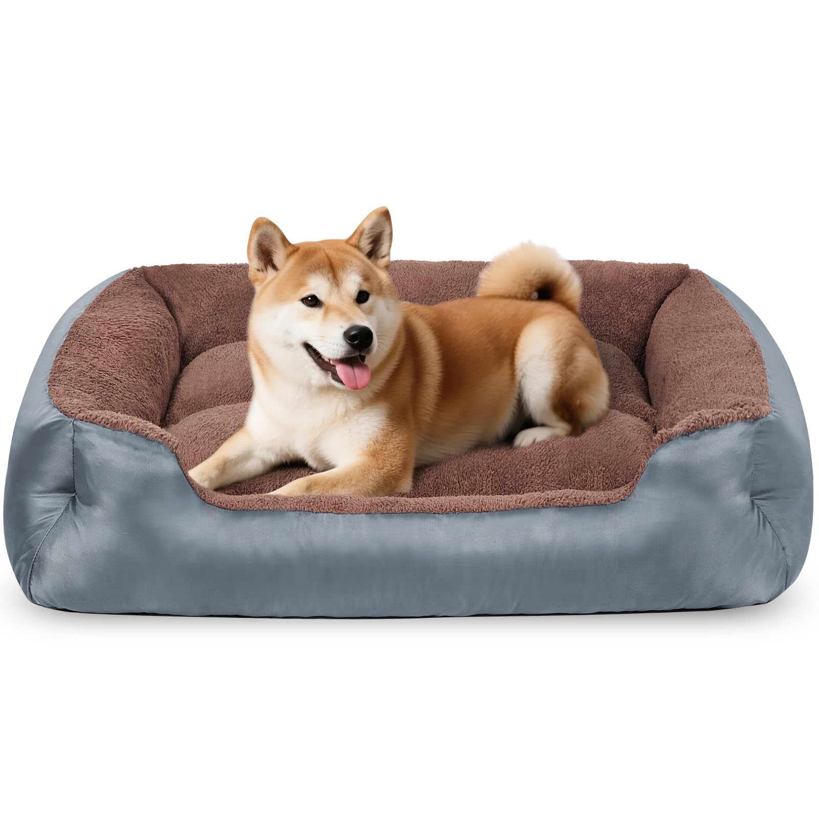 NIRDOG medium dog bed gray soft-velvet surface for cozy naps