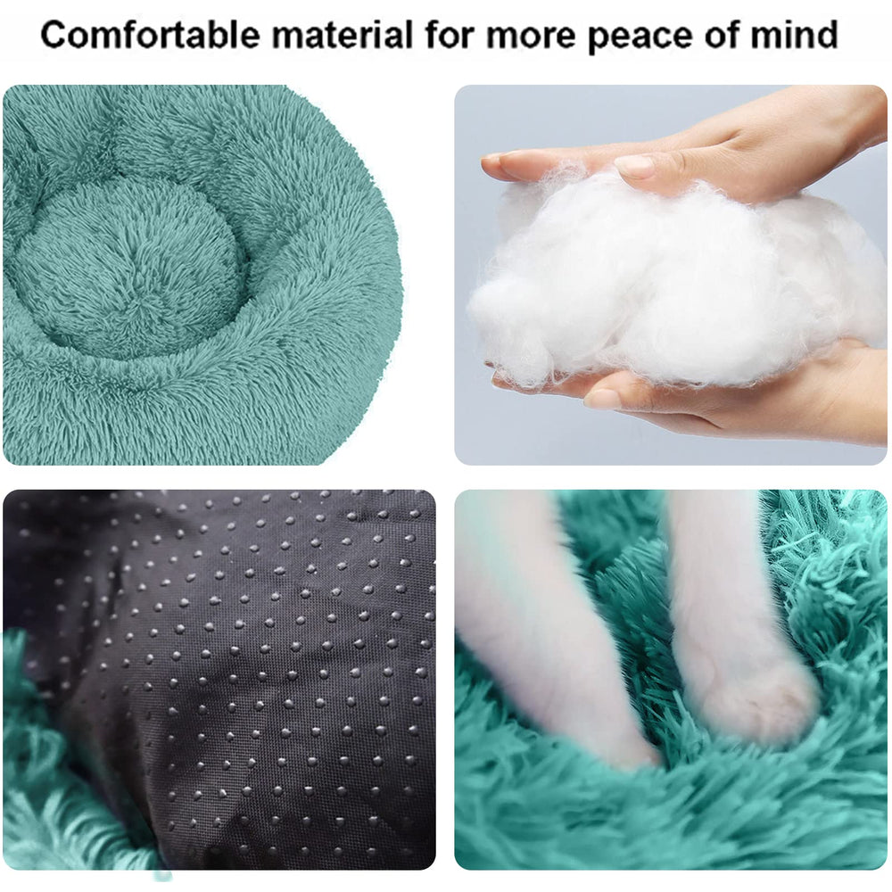 Nisrada cat bed plush fabric close-up highlights soft, cozy surface.