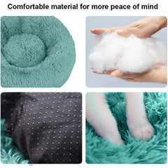 Nisrada cat bed plush fabric close-up highlights soft, cozy surface.