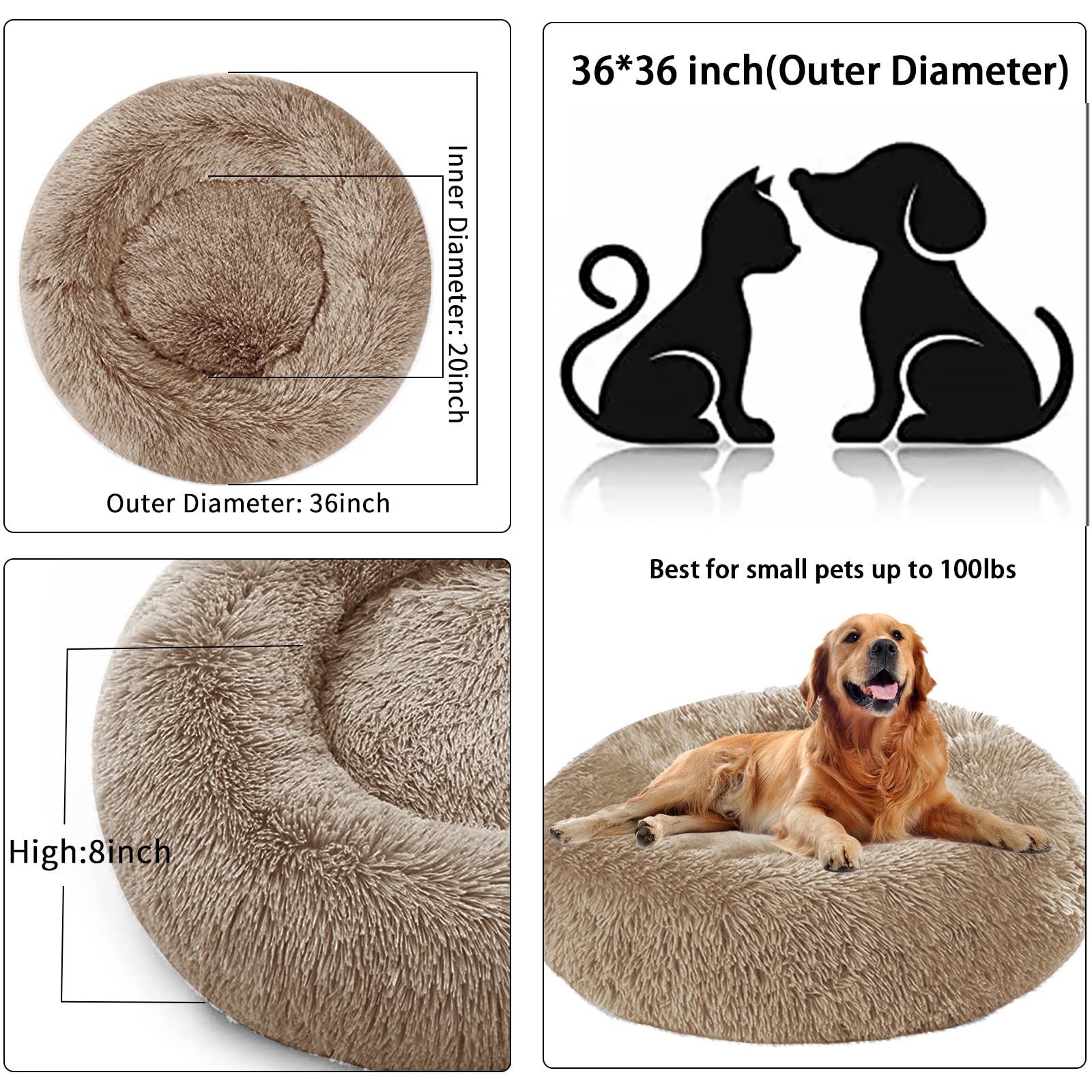 Nisrada 36in dog bed fits dogs up to 70 lbs for versatile use.