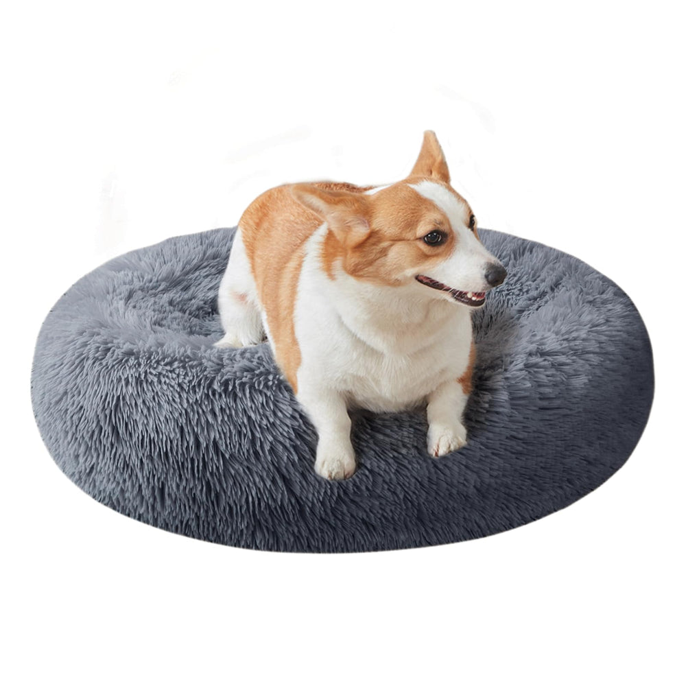 Nisrada plush round bed suits puppies and cats seeking cozy comfort.