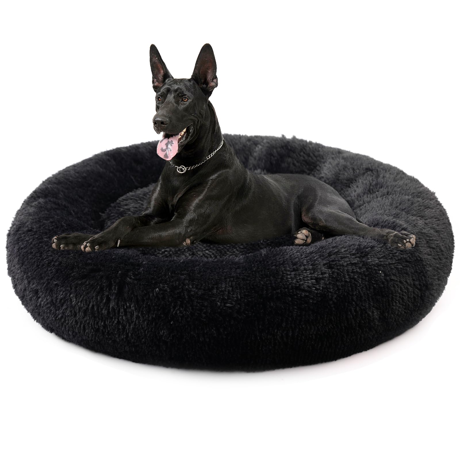 Nisrada dog bed round 27in with calming edges for secure, relaxed sleep